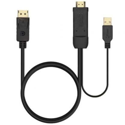 Cable conversor aisens a122-0641/ hdmi macho - displayport macho + usb macho/ hasta 10w/ 2250mbps/ 10cm + 1.8m/ negro - Imagen 3