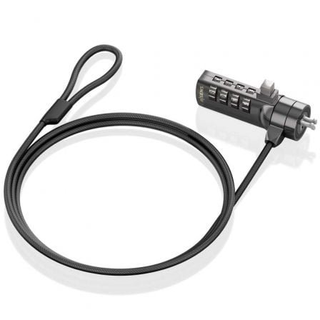 Cable de seguridad para portátiles aisens aslk-d40n03-bk/ 1.5m - Imagen 2