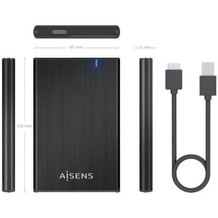 Caja externa para disco duro de 2.5" aisens ase-2528b/ usb 3.1 - Imagen 4