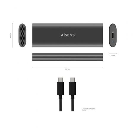 Caja externa para disco ssd m.2 sata/nvme aisens asm2-015gr/ usb 3.1/ sin tornillos - Imagen 4