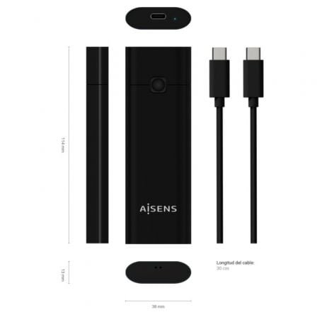 Caja externa para disco ssd m.2 nvme aisens asm2-020b/ usb 3.1 gen2/ sin tornillos - Imagen 3