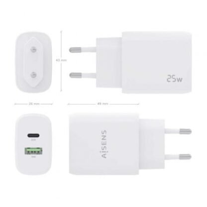 Cargador de pared aisens a110-0758/ 1xusb tipo-c/ 1xusb/ 25w - Imagen 4