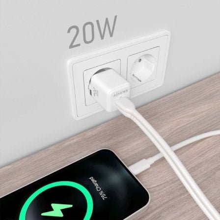 Cargador de pared gan aisens asch-20w2p010-w/ 1xusb tipo-c/ 1xusb/ 20w - Imagen 5