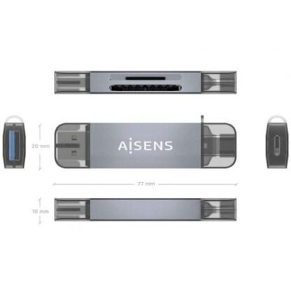 Lector de tarjetas externo aisens ascr-2ac08-gr/ usb 3.1 - Imagen 4