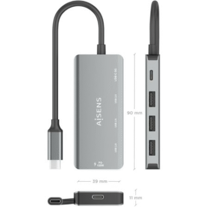 Hub usb tipo-c aisens a109-0945/ 3xusb/ 1xusb tipo-c/ 1xusb tipo-c pd/ gris - Imagen 4