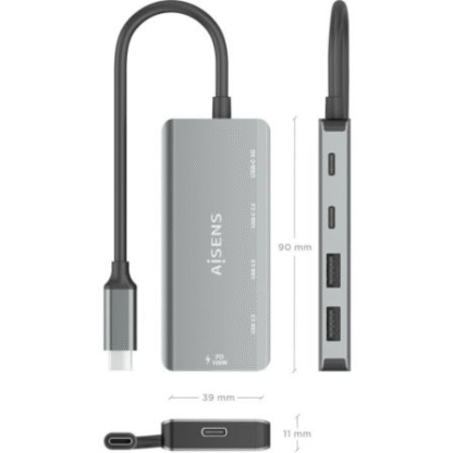 Hub usb tipo-c aisens a109-0946/ 2xusb/ 2xusb tipo-c/ 1xusb tipo-c pd/ gris - Imagen 4