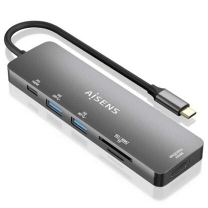 Docking usb tipo-c aisens asuc-6p016-gr/ 1xhdmi/ 2xusb/ 1xlector tarjetas/ 1xusb tipo-c pd/ gris