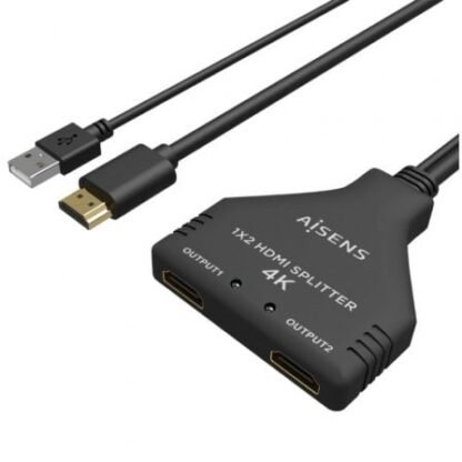 Cable duplicador hdmi 4k aisens a123-0654/ 2x hdmi hembra - hdmi macho - usb macho/ 30cm/ negro - Imagen 2