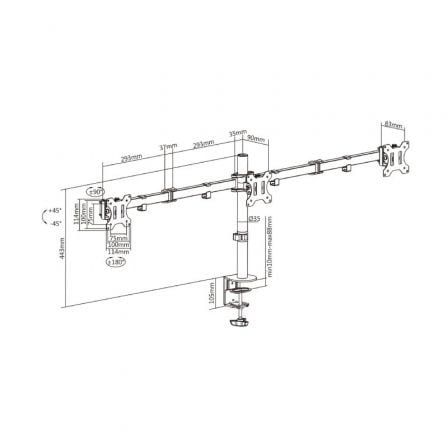 Soporte de mesa para 3 monitores aisens dt27tsr-061/ giratorio/ inclinable/ hasta 7kg - Imagen 5
