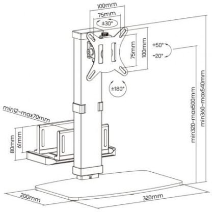 Soporte de sobremesa para monitor,tv y minipc aisens dt32tsr-165/ giratorio/ inclinable/ hasta 8kg - Imagen 4