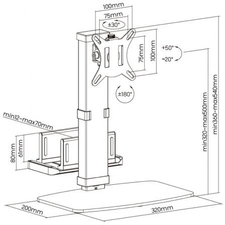 Soporte de sobremesa para monitor,tv y minipc aisens dt32tsr-165/ giratorio/ inclinable/ hasta 8kg - Imagen 4