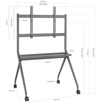 Soporte de suelo con ruedas aisens ft86fe-143 para tv o pantalla interactiva 50"-86"/ hasta 120kg - Imagen 5
