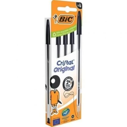 Bolígrafos de tinta de aceite bic cristal original 516335/ 4 unidades/ negros - Imagen 2