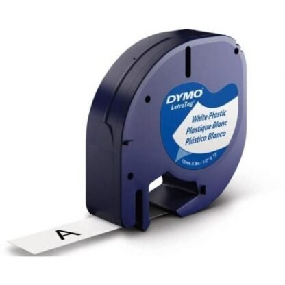 Cinta rotuladora adhesiva de plástico dymo 91221/ para letratag/ 12mm x 4m/ negra-blanca - Imagen 2