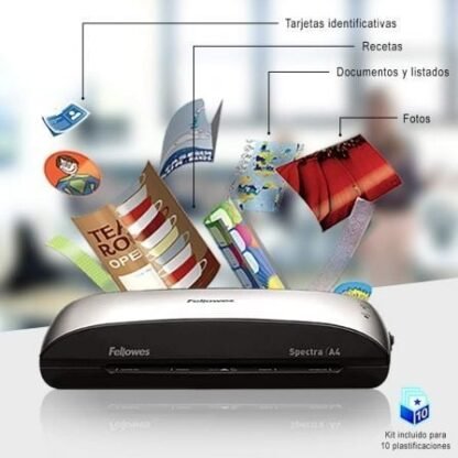 Plastificadora fellowes spectra a4/ hasta a4 y 125 micras/ negra y gris - Imagen 4