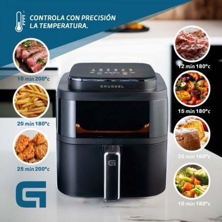 Freidora por aire airfryer / sin aceite grunkel black light fryer/ 1400w/ capacidad 6l - Imagen 4