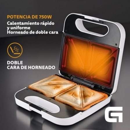 Sandwichera grunkel san-cc bl/ 750w/ para 2 sandwiches - Imagen 3
