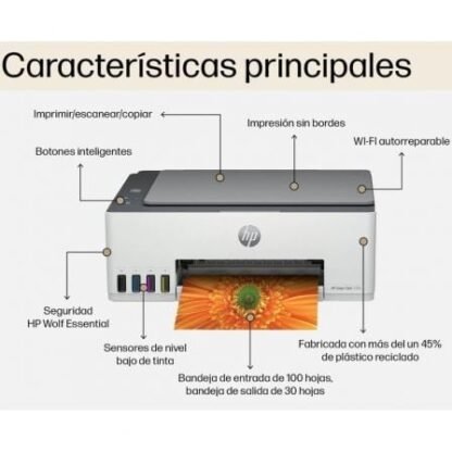 Multifunción recargable hp smart tank 5105/ wifi/ blanca - Imagen 5
