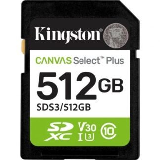 Tarjeta de memoria kingston canvas select plus 512gb sd xc/ clase 10/ 150mbs