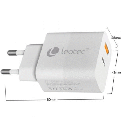 Cargador de pared gan leotec lecsph30w2w/ 1xusb tipo-c/ 1xusb/ 30w - Imagen 5