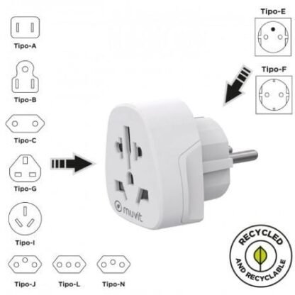 Enchufe universal muvit for change mcadp0007/ 1 toma de corriente/ blanco - Imagen 2