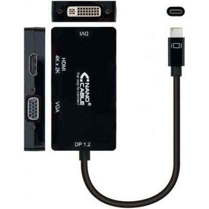 Conversor nanocable 10.16.4301-bk/ usb tipo-c macho - vga hembra/ dvi hembra/ hdmi hembra/ 10cm/ negro - Imagen 2