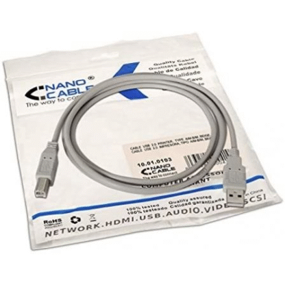 Cable usb 2.0 impresora nanocable 10.01.0103/ usb tipo-b macho - usb macho/ 1.8m/ beige - Imagen 5