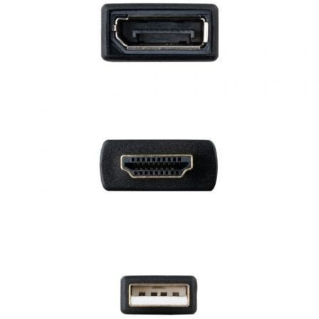 Cable conversor nanocable 10.16.0205/ hdmi macho - displayport hembra/ 20cm/ negro - Imagen 2
