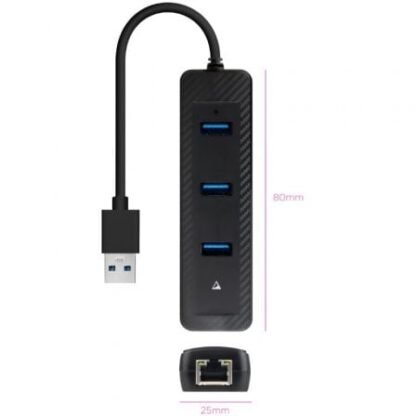 Hub usb 3.0 nanocable 10.16.4604/ 3xusb/ 1xrj45/ negro - Imagen 2