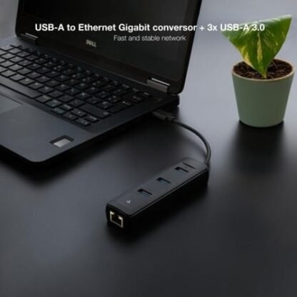 Hub usb 3.0 nanocable 10.16.4604/ 3xusb/ 1xrj45/ negro - Imagen 3