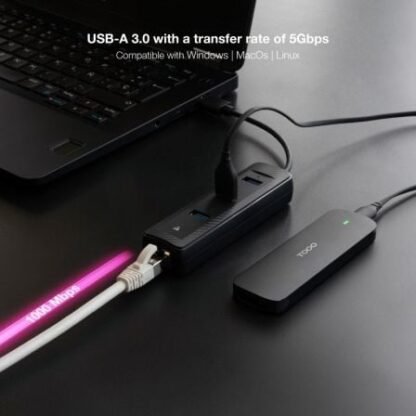 Hub usb 3.0 nanocable 10.16.4604/ 3xusb/ 1xrj45/ negro - Imagen 4