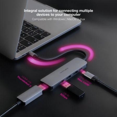 Docking tipo-c nanocable 10.16.4605/ 3xusb/ 1xhdmi 4k/ 1xusb tipo-c pd/ gris - Imagen 4
