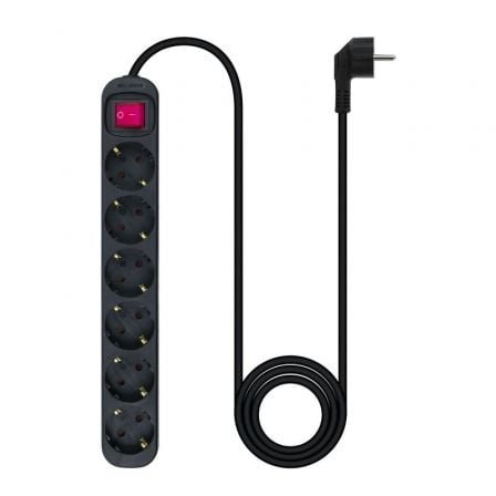 Regleta con interruptor nanocable 10.37.0006-bk/ 6 tomas de corriente/ cable 1.4m/ negro - Imagen 2