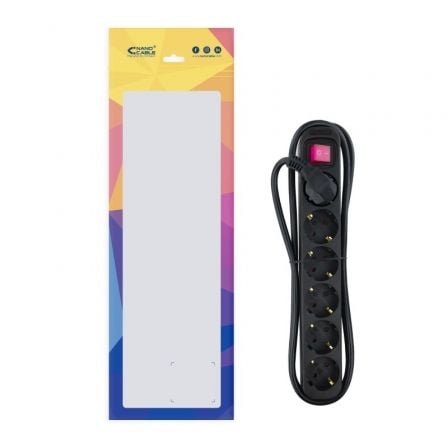 Regleta con interruptor nanocable 10.37.0006-bk/ 6 tomas de corriente/ cable 1.4m/ negro - Imagen 4