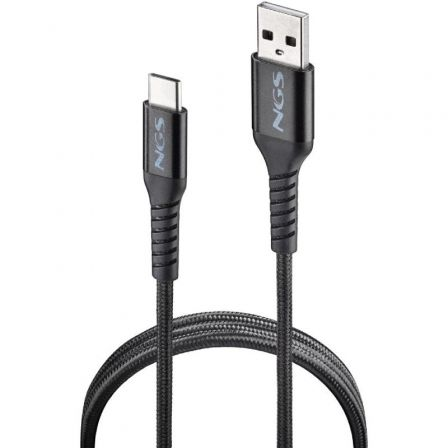 Cable usb 2.0 ngs knot-ac/ usb macho - usb tipo-c macho/ hasta 12w/ 480mbps/ 1m/ negro - Imagen 2