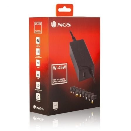 Cargador de portátil ngs w-45w/ 45w/ automático/ 8 conectores/ voltaje 19-20v/ 1 usb - Imagen 3