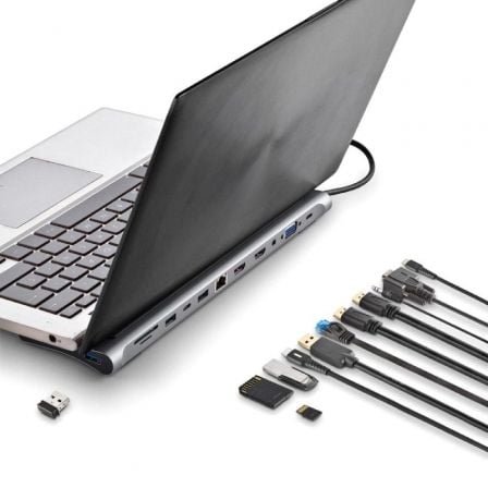 Docking usb tipo-c ngs wonderdock12/ 3xusb/ 2xhdmi/ 1xvga/ 1xrj45/ 1xlector de tarjetas/ 1xjack 3.5/ 1xusb tipo-c pd/ gris - Imagen 3