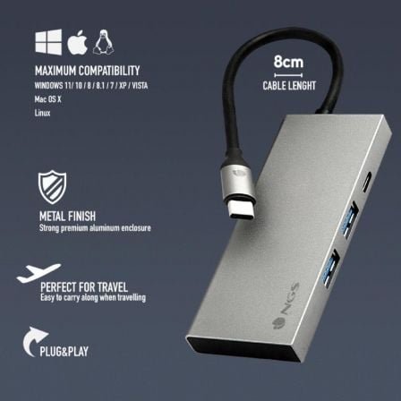Docking usb tipo-c ngs wonderdock4 pro/ 2xusb/ 1xusb tipo-c dp/ 1xhdmi - Imagen 3