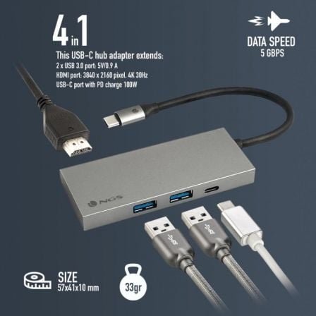 Docking usb tipo-c ngs wonderdock4 pro/ 2xusb/ 1xusb tipo-c dp/ 1xhdmi - Imagen 4