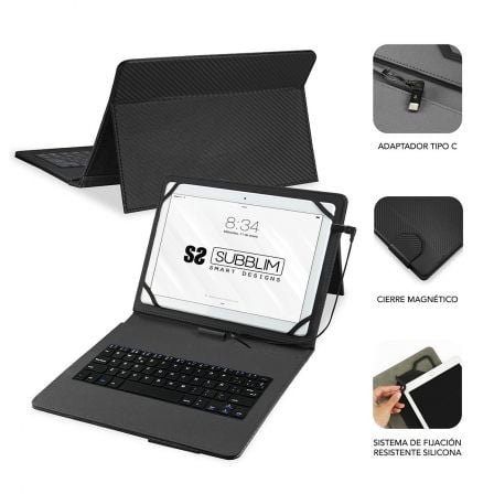Funda con teclado subblim keytab pro usb para tablets de 10.1"-11"/ negra - Imagen 2