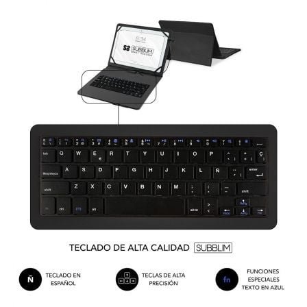Funda con teclado subblim keytab pro usb para tablets de 10.1"-11"/ negra - Imagen 4