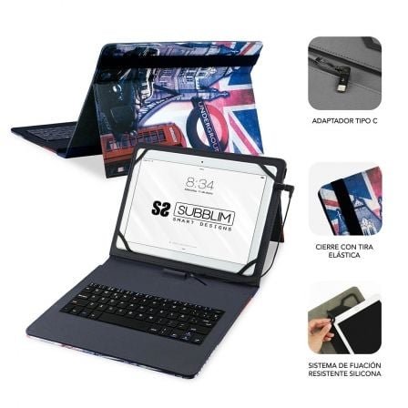 Funda con teclado subblim keytab pro usb england para tablets de 10.1"-11" - Imagen 2