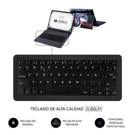 Funda con teclado subblim keytab pro usb england para tablets de 10.1"-11" - Imagen 4