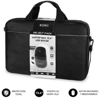 Maletín + ratón subblim select pack para portátiles hasta 15.6"/ cinta para trolley/ negro