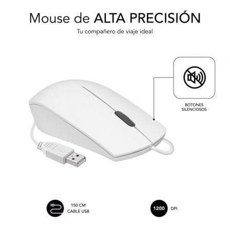 Ratón subblim business silencioso/ hasta 1200 dpi/ blanco - Imagen 2