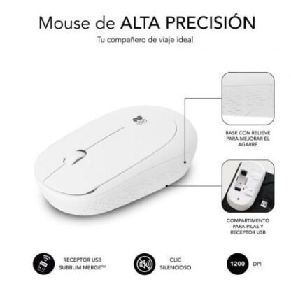 Ratón inalámbrico subblim business plus silencioso/ hasta 1200 dpi/ blanco - Imagen 2