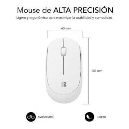 Ratón inalámbrico subblim business plus silencioso/ hasta 1200 dpi/ blanco - Imagen 3