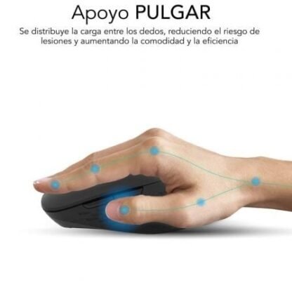 Ratón ergonómico inalámbrico por bluetooth/ 2.4ghz subblim curve ergo dual battery/ batería recargable/ hasta 1600 dpi/ negro - Imagen 5
