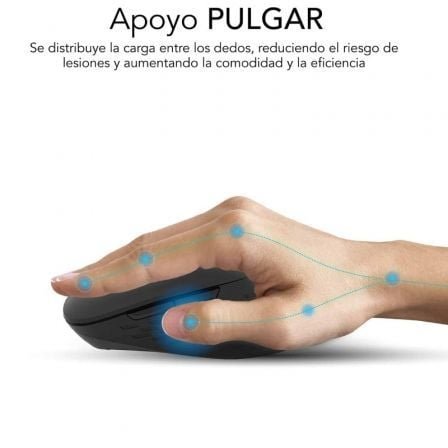 Ratón ergonómico inalámbrico por bluetooth/ 2.4ghz subblim curve ergo dual battery/ batería recargable/ hasta 1600 dpi/ negro - Imagen 5