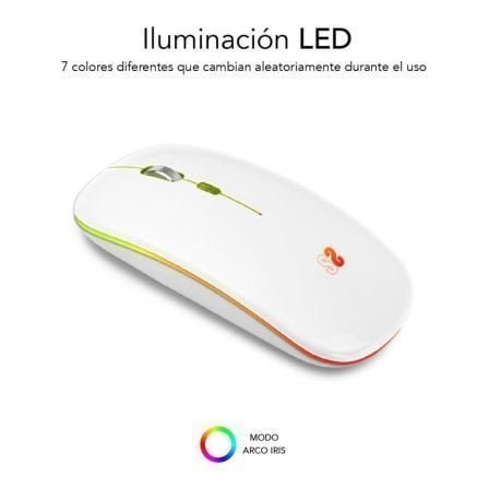Ratón inalámbrico por bluetooth subblim led dual flat/ batería recargable/ hasta 1600 dpi/ blanco - Imagen 2